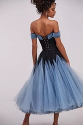 luxusní modré plesové šaty 60's