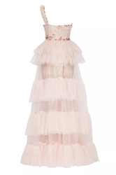 Dust luxusní růžové  plesové šaty jedno rameno