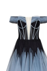 Dust luxusní modré plesové šaty 60's