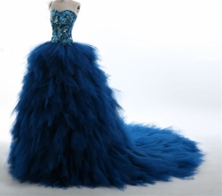 luxusní modré královské plesové šaty večerní společenské na ples