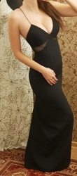 sexy černé společenské šaty na ples na ramínka Aqua