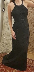 Adrianna Papell luxusní plesové šaty vyšívané korálky s průhlednými zády