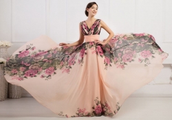 květované vintage dlouhé společenské šaty na ramínka 