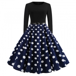 krátké šaty s rukávy retro  vintage 50´s 60´s modrobílé puntíkovné