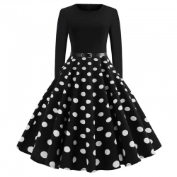krátké šaty s rukávy retro květované vintage 50´s 60´s černobílé puntíkované 