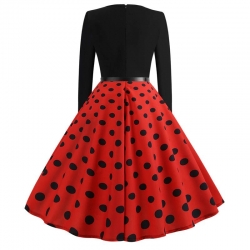krátké šaty s rukávy retro květované vintage 50´s 60´s červenočerné  puntíkované  