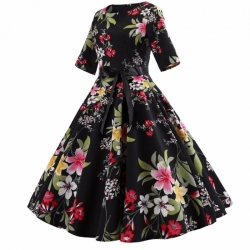 krátké šaty s rukávy retro  vintage 50´s 60´s  classic květované