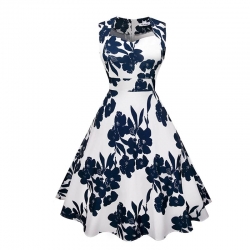 krátké šaty retro  vintage 50´s 60´s vzorované navy květy