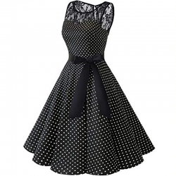 krátké šaty retro  vintage 50´s 60´s puntíček černá krajka