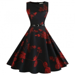 krátké šaty retro  vintage 50´s 60´s vzorované červenočerné