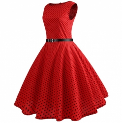 krátké šaty retro  vintage 50´s 60´s  puntíčky černočervené