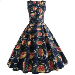 krátké šaty retro  vintage 50´s 60´s  navy květ