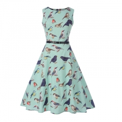 krátké šaty retro vintage 50´s 60´s green ptáčci