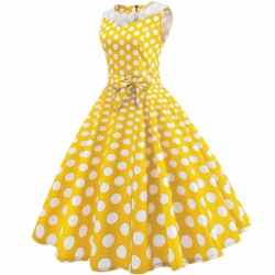 krátké šaty retro puntíkované vintage 50´s 60´s žluté