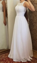 bílé šifonové svatební šaty s krajkové