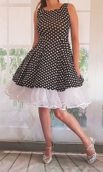 krátké bílé rockabilly šaty černobílé  50´s 60 ´s retro puntíkované 