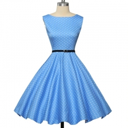 retro krátké retro puntíkaté modré rockabilly šaty 50´s 60´s 
