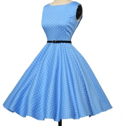 retro krátké retro puntíkaté modré rockabilly šaty 50´s 60´s 