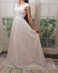 bílé svatební šaty šifonové s krajkou