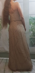 Adrianna Papell luxusní korálkové šaty pudrové