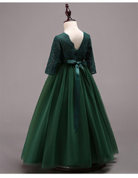 zelené luxusní šaty pro malou družičku s rukávem Anna 