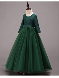 zelené luxusní šaty pro malou družičku s rukávem Anna 