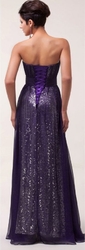 fialové dlouhé společenské šaty flitrové