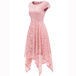 krátké růžové šaty společenské krajkové