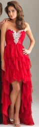 červené sexy plesové šaty ve předu krátké
