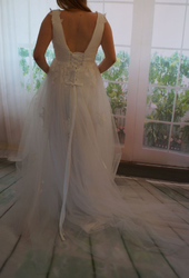  boho vintage svatební šaty na ramínka krajkové