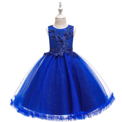 modré luxusní šaty pro malou družičku Nela   