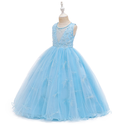 modré  luxusní šaty pro malou družičku Klára  