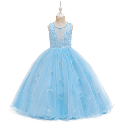 modré  luxusní šaty pro malou družičku Klára  