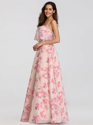 květované vintage dlouhé společenské šaty růžové