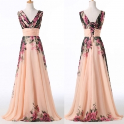 květované vintage dlouhé společenské šaty na ramínka 