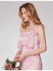 květované vintage dlouhé společenské šaty růžové