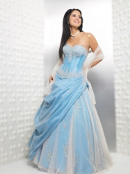 luxusní plesové šaty na míru - sexy - světle modré