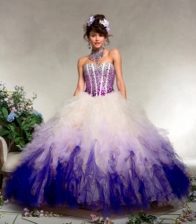 plesové šaty šité na zakázku princeznovské ombre fialové
