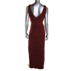 Ralph Lauren rudé dlouhé společenské šaty krajkové