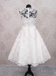 retro rockabilly krajkové krátké svatební šaty bílé 50´s