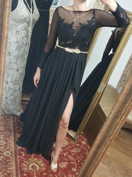  černé plesové krajkové sexy průhledné společenské šaty s rukávy