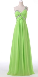 zelené společenské šaty na jedno ramínko s korálky