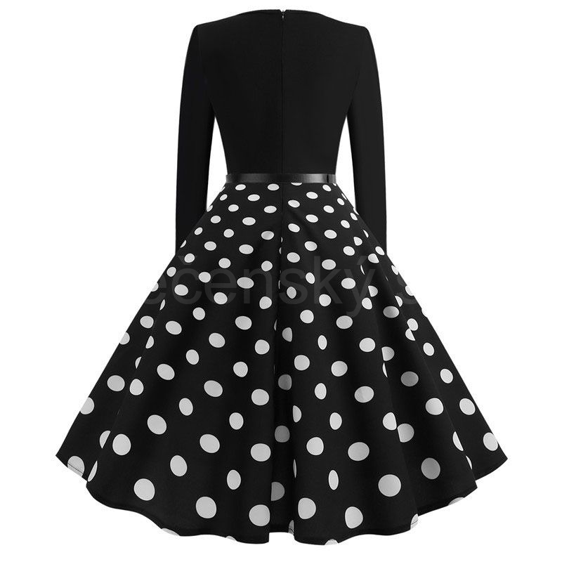 krátké šaty s rukávy retro květované vintage 50´s 60´s černobílé puntíkované 