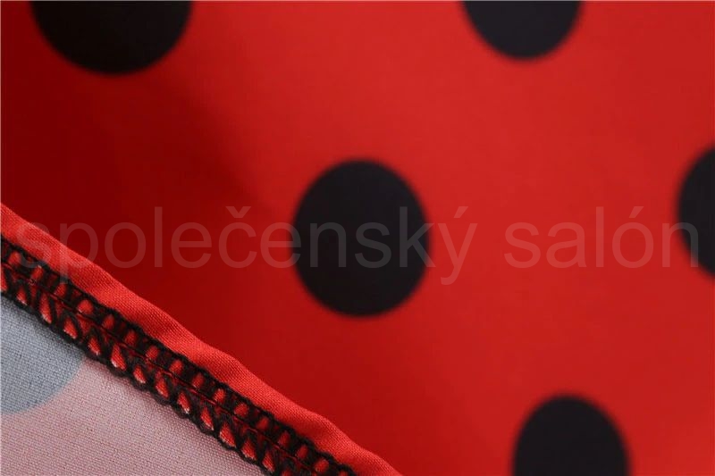krátké šaty s rukávy retro květované vintage 50´s 60´s červenočerné  puntíkované  