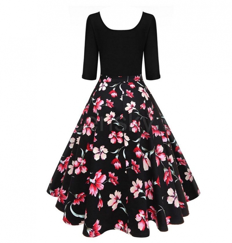 krátké šaty s rukávy retro  vintage 50´s 60´s  pin up květované