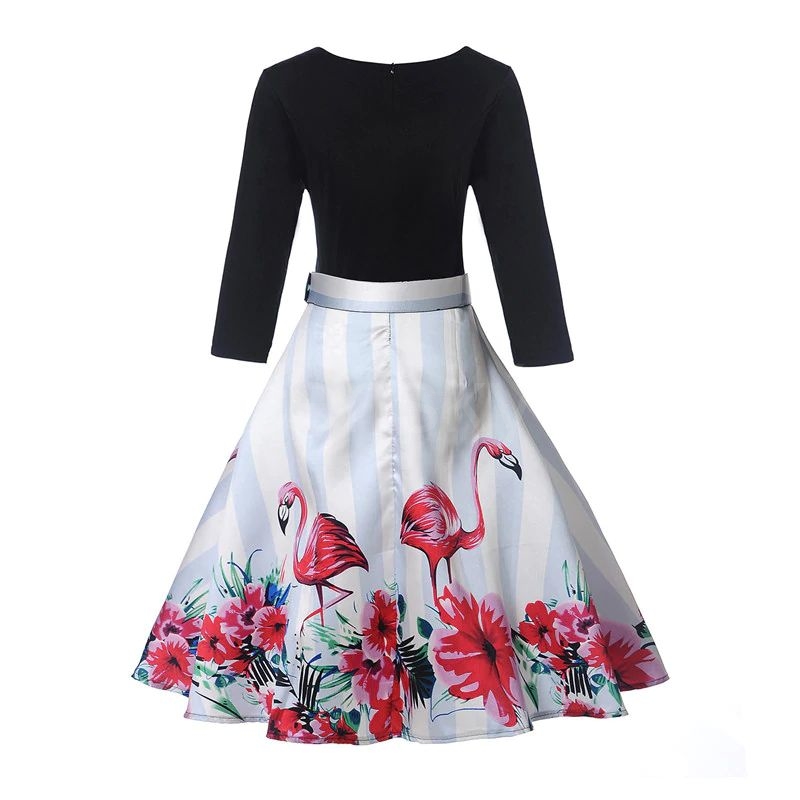 krátké šaty s rukávy retro  vintage 50´s 60´s  plameňáci
