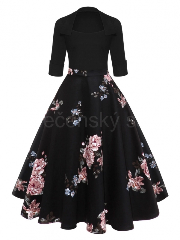 krátké šaty s rukávy retro  vintage 50´s 60´s  classic černé