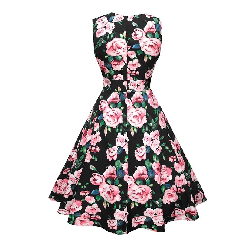 krátké šaty retro  vintage 50´s 60´s vzorované černé růže