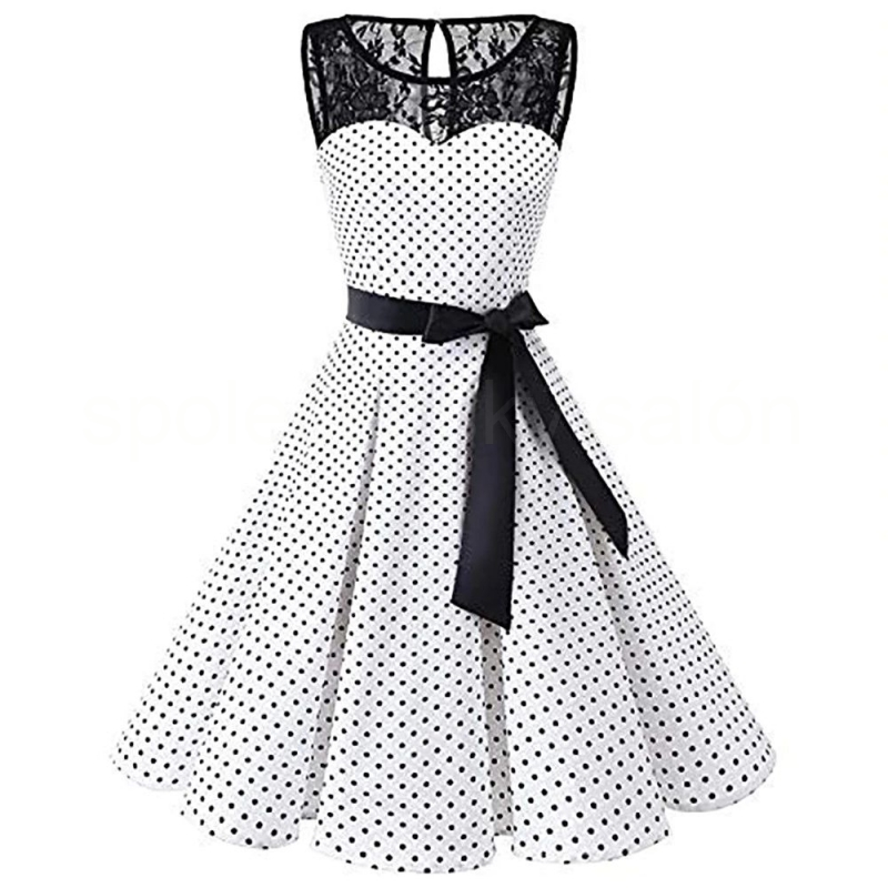 krátké šaty retro vintage 50´s 60´s puntíček bílé krajka