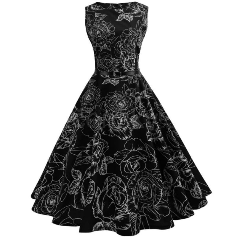 krátké šaty retro  vintage 50´s 60´s  vzory  černá růže 